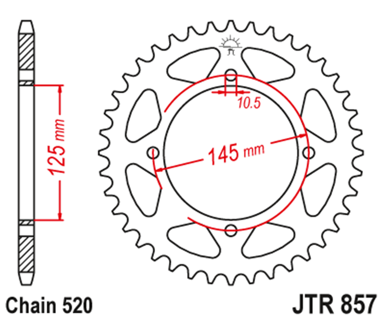 CORONA JT 857 de acero con 47 dientes